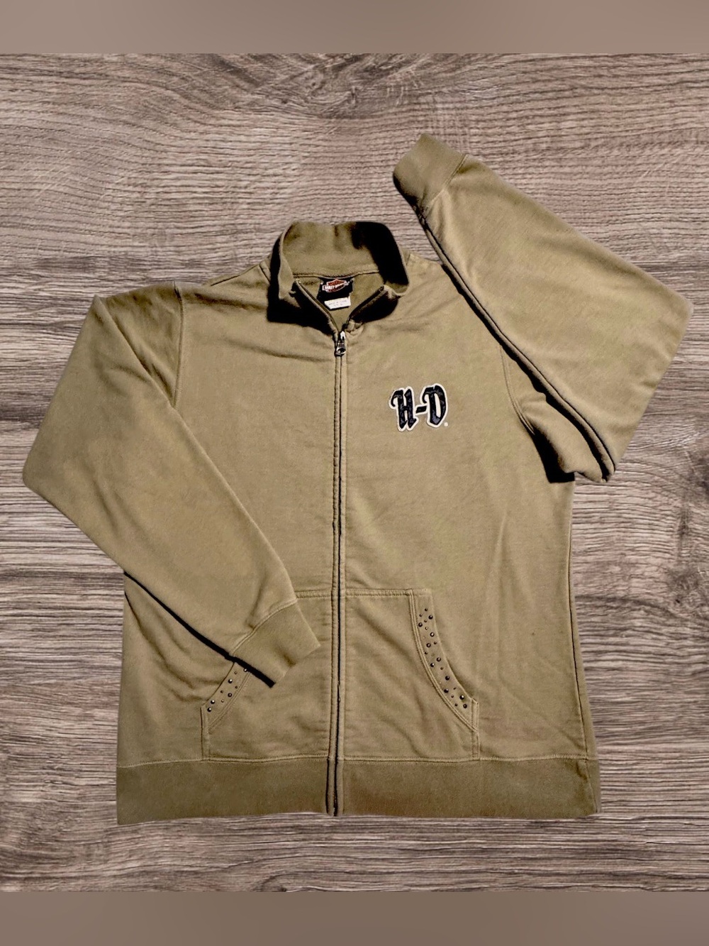 Vintage Y2K Harley Davidson Embroidered Spade Zip Up Jacket